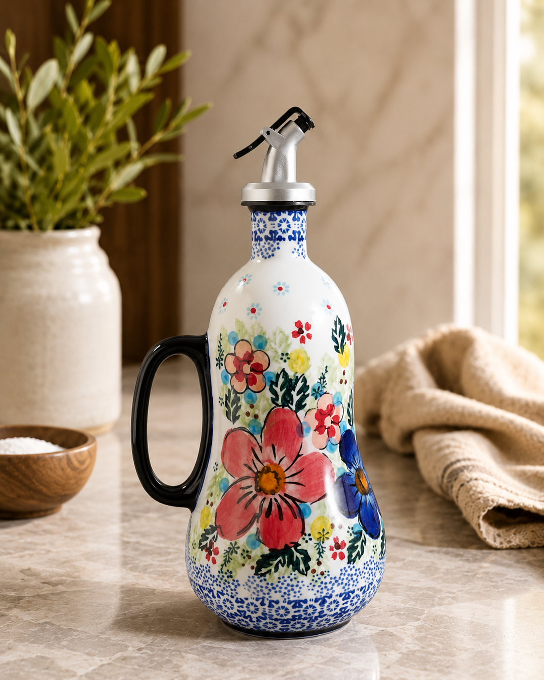 TT-253 Ceramic Oil Dispenser Bottle with Handle