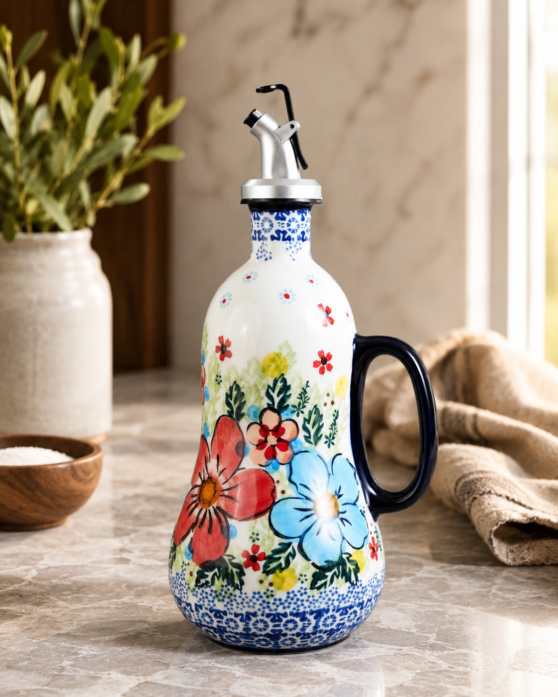 TT-253 Ceramic Oil Dispenser Bottle with Handle