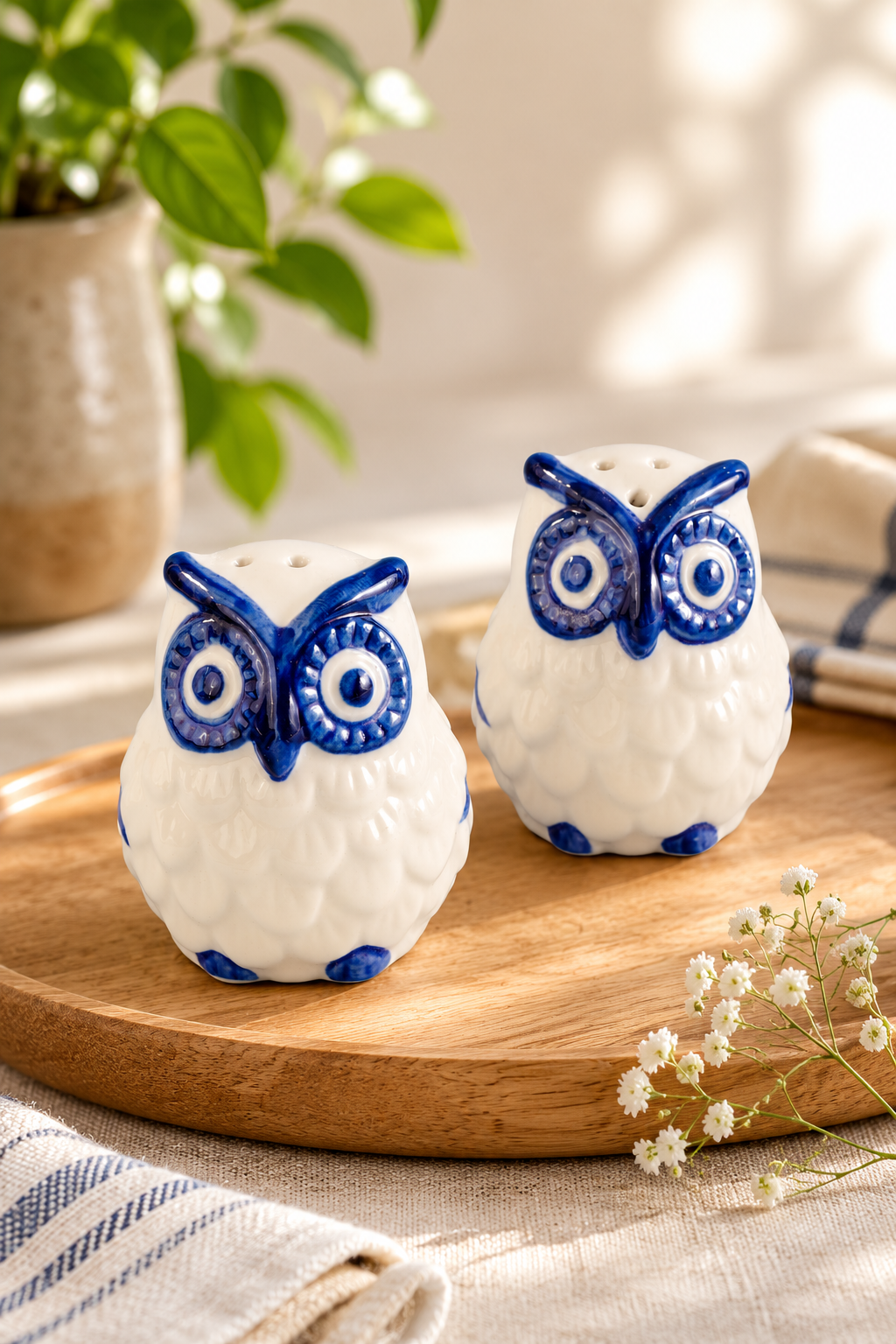 TT-304 Ceramic Owl Salt & Pepper Shaker Set