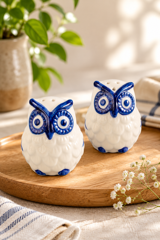 TT-304 Ceramic Owl Salt & Pepper Shaker Set