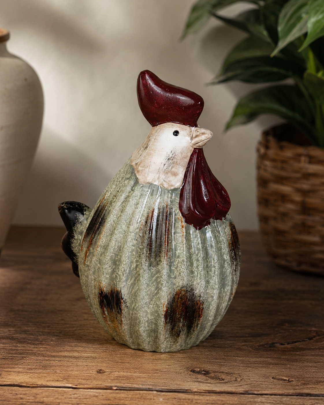 TT- 198 Rustic Ceramic Rooster Figurine