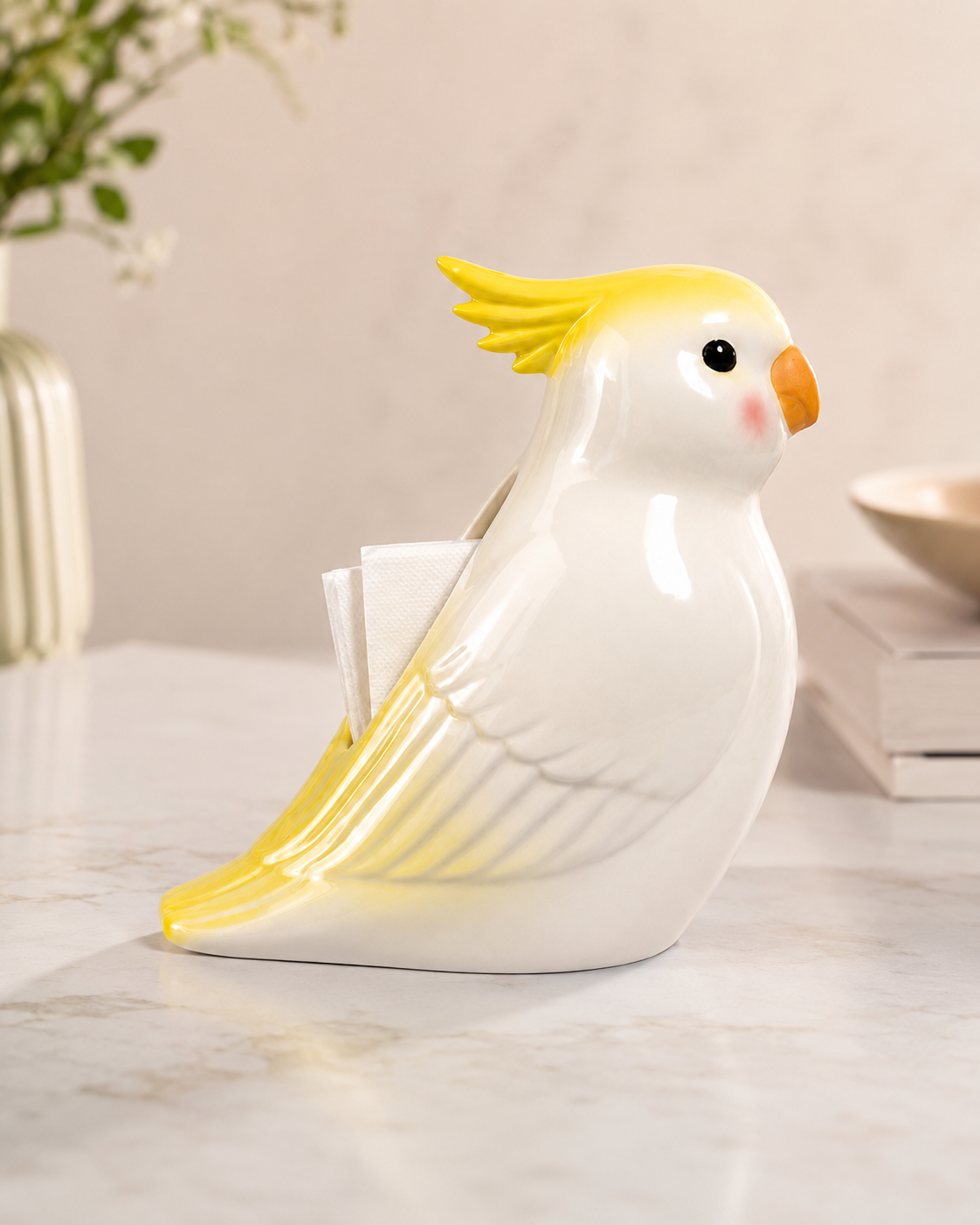 TT-214 Ceramic Cockatiel Bird Tissue Holder