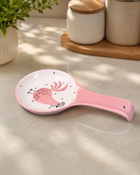 TT-238 Ceramic Spoon Rest with Chicken Design