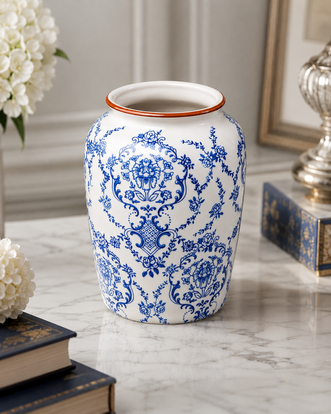 TT-282 Blue & White Ceramic Flower Vase
