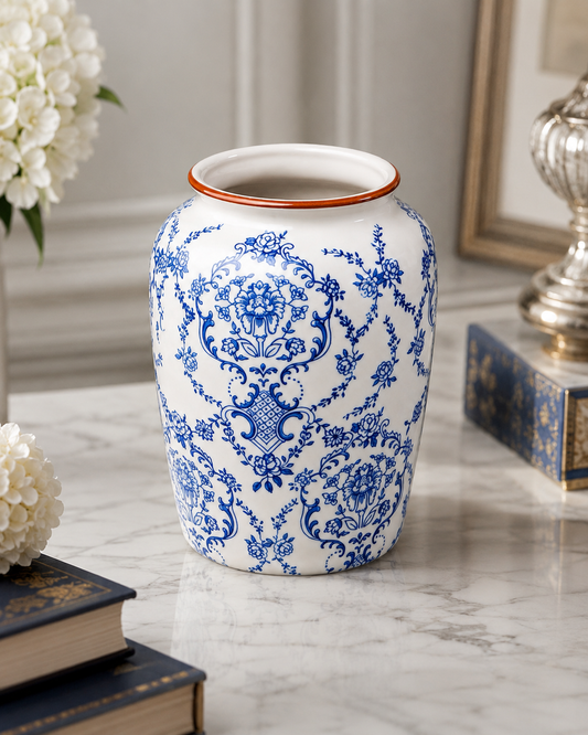 TT-282 Blue & White Ceramic Flower Vase