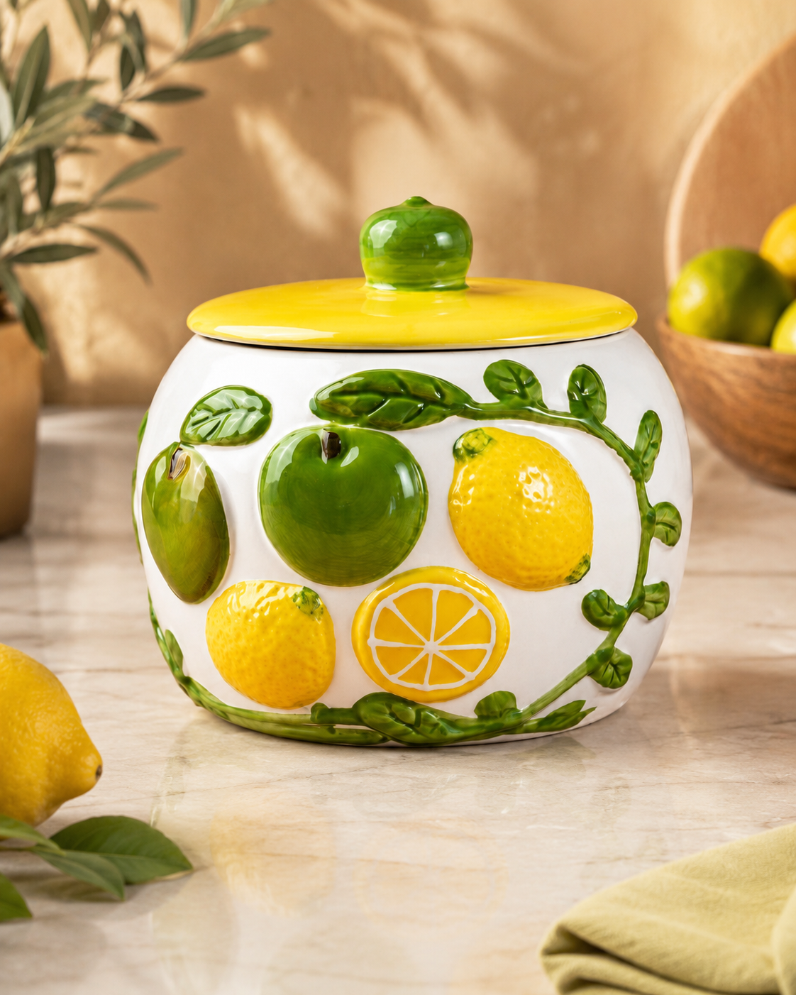TT-299 Ceramic Lemon Storage Jar with Lid