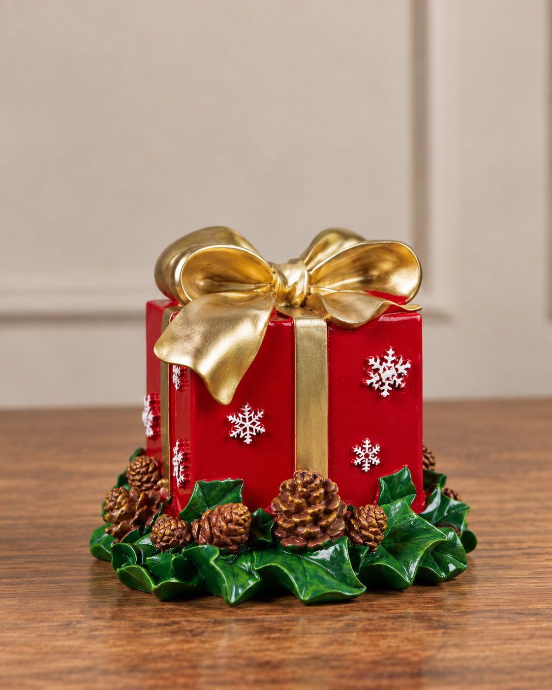 THD946 Premium Resin Christmas Gift Box Candle Holder