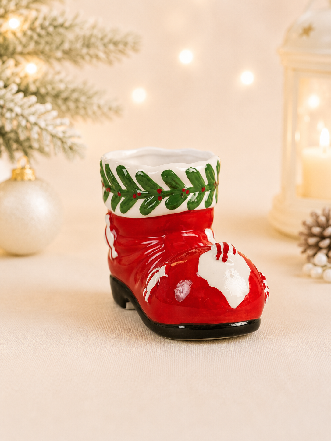 THD820 Red Christmas Stocking Boot Décor