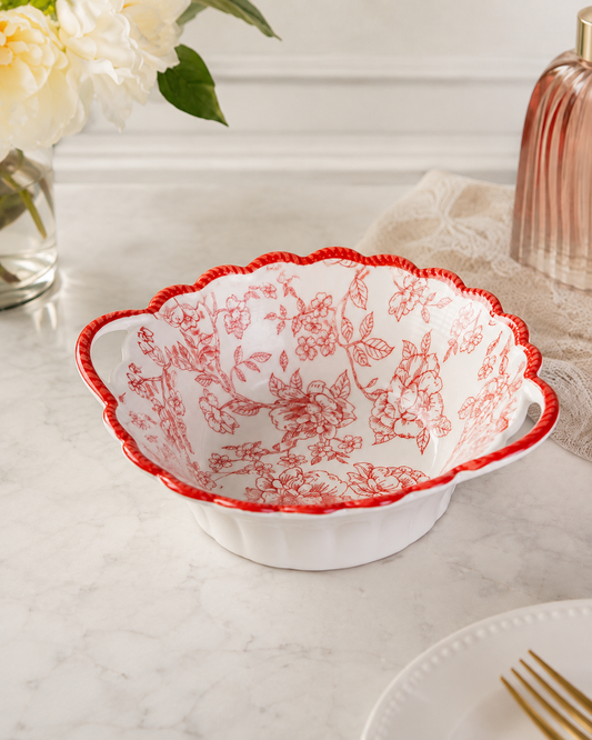 DD-172 Rosé Garden Floral Ceramic Serving Bowl