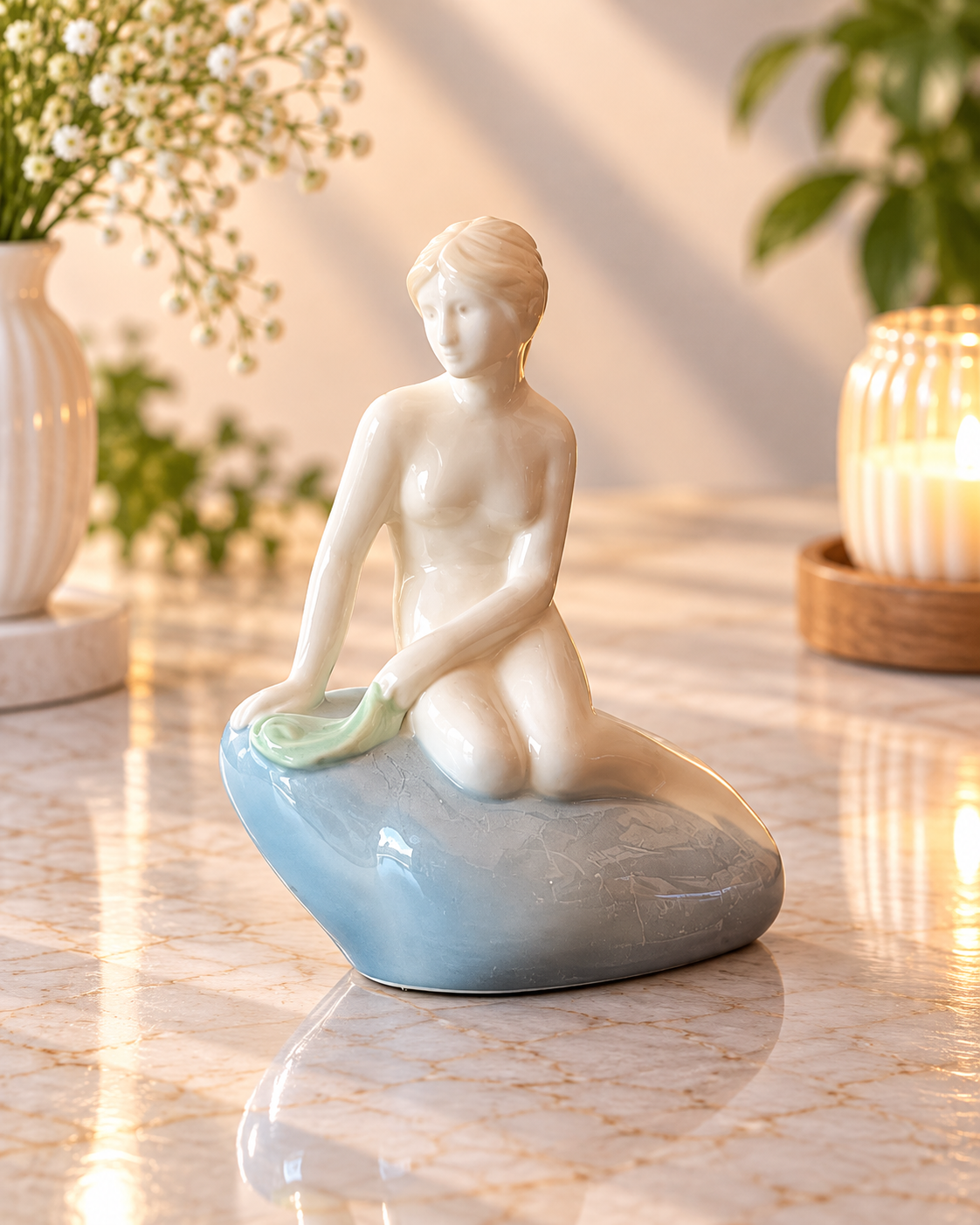 THD100 Elegant Sitting Mermaid Figurine