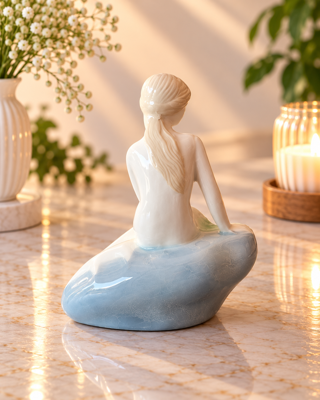 THD100 Elegant Sitting Mermaid Figurine