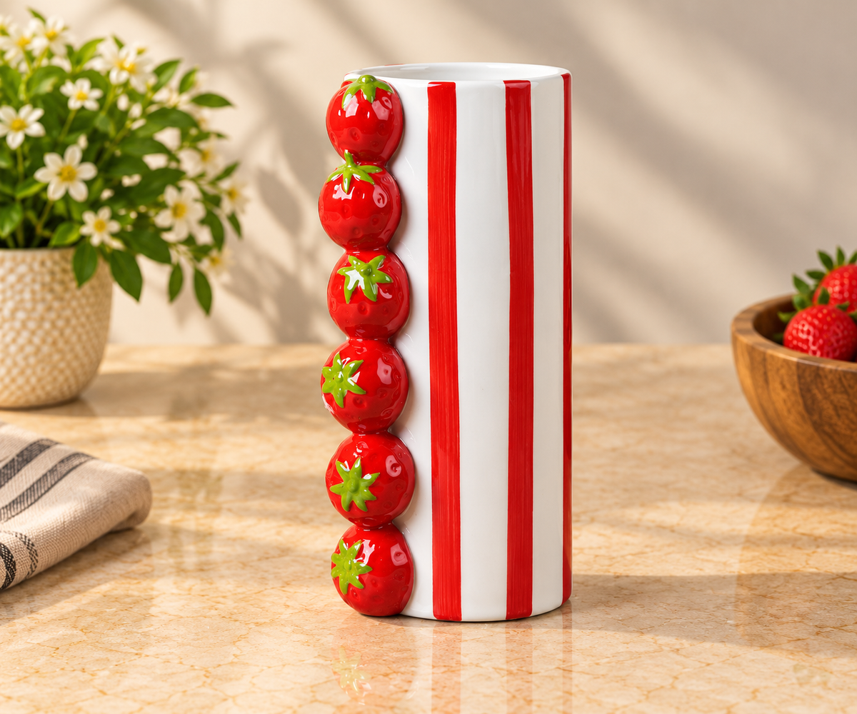 TT-159 Strawberry Ceramic Vase