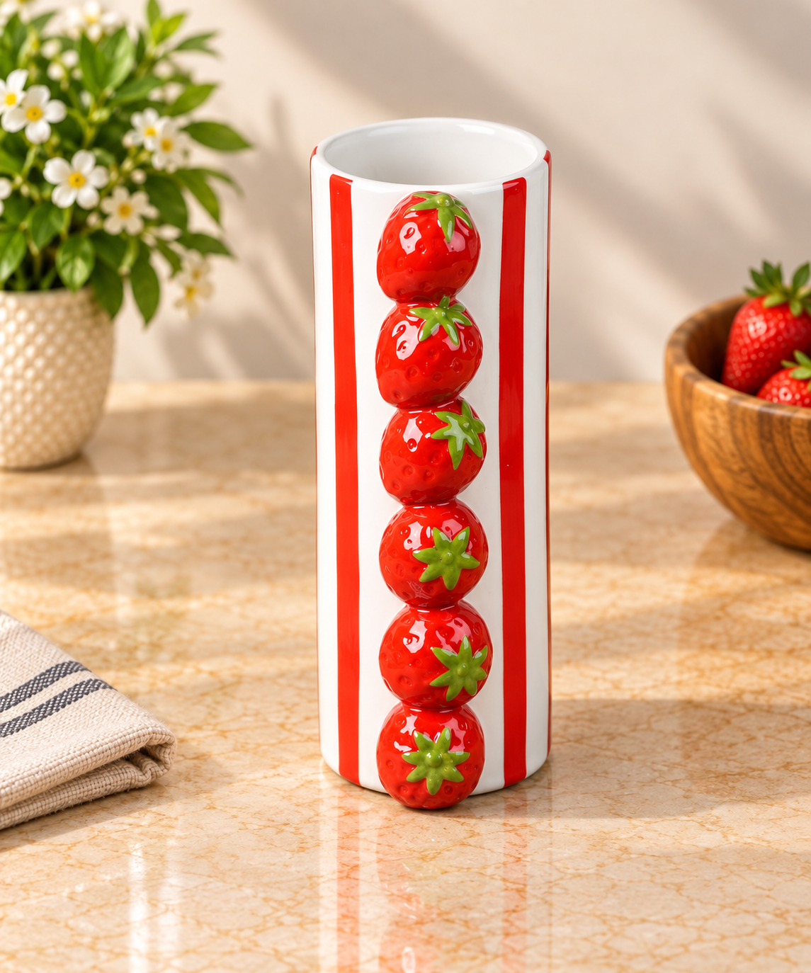 TT-159 Strawberry Ceramic Vase