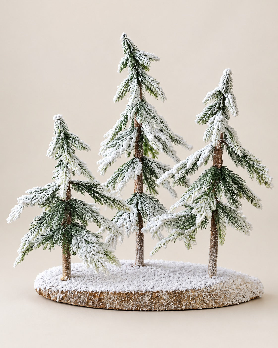 THD748 Snow Covered Christmas Pine Tree Forest Table Top Decoration