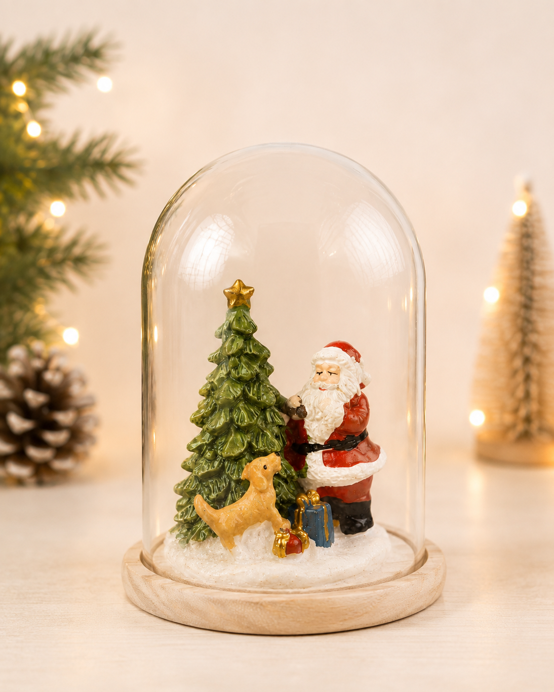 THD1002 Glass Cloche with Wooden Base – 8.5"