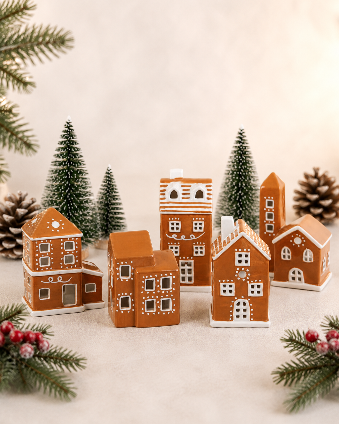THD1006 Gingerbread House Christmas Décor Set – Set of 5