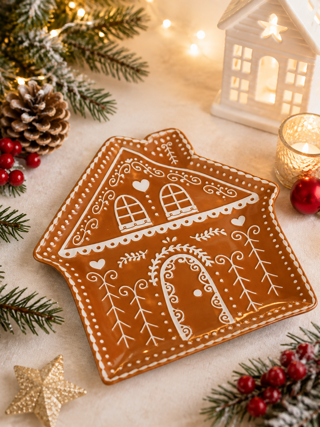 THD1016 Gingerbread House Christmas Platter