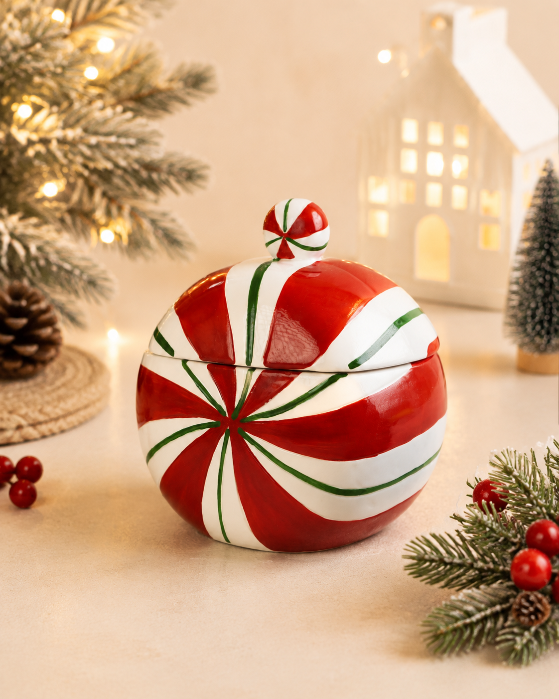THD1040 Candy Cane Christmas Canister
