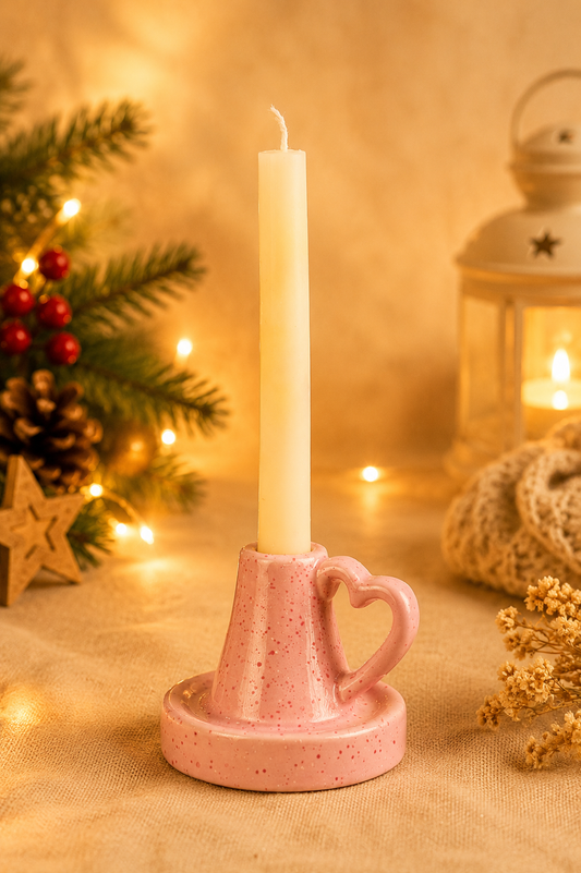 THD1044 Pink Speckled Ceramic Candle Holder