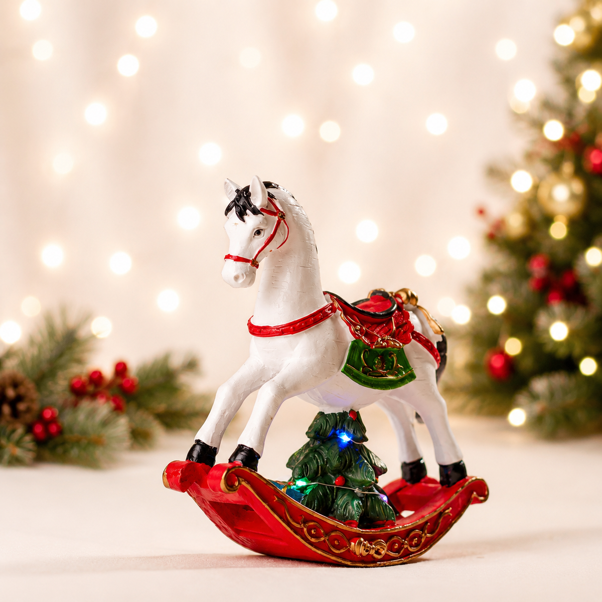 THD165 Lighted Christmas Rocking Horse Décor