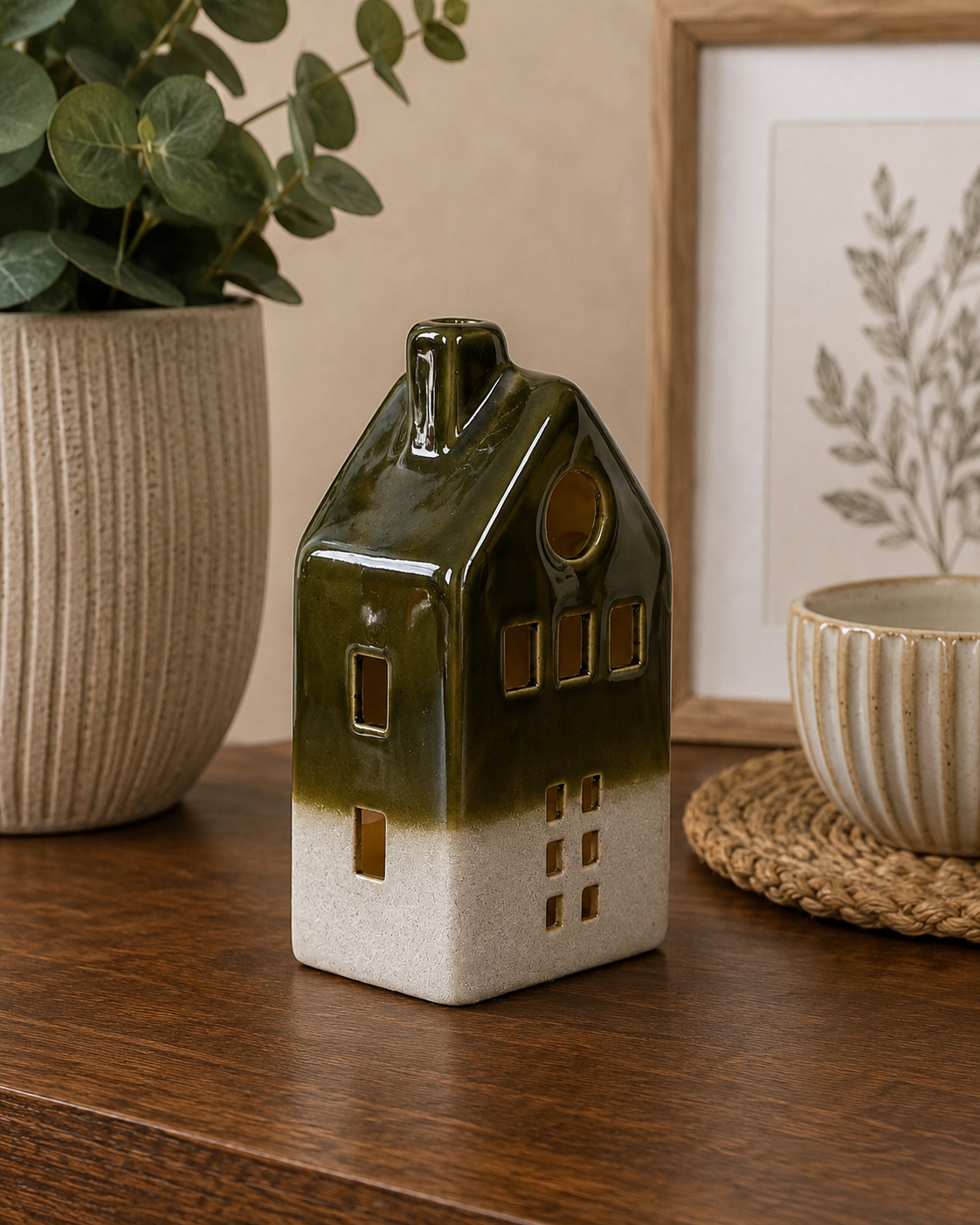 THD513  Glossy Ceramic Christmas House Décor