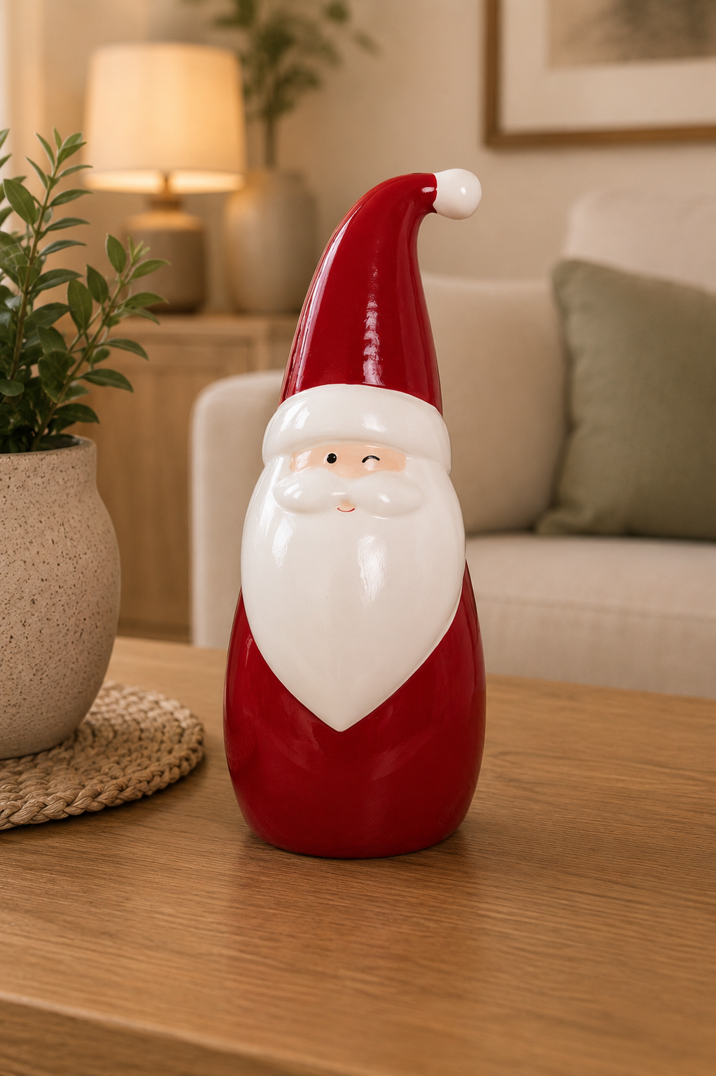 THD514 Glossy Ceramic Santa Claus Christmas Décor