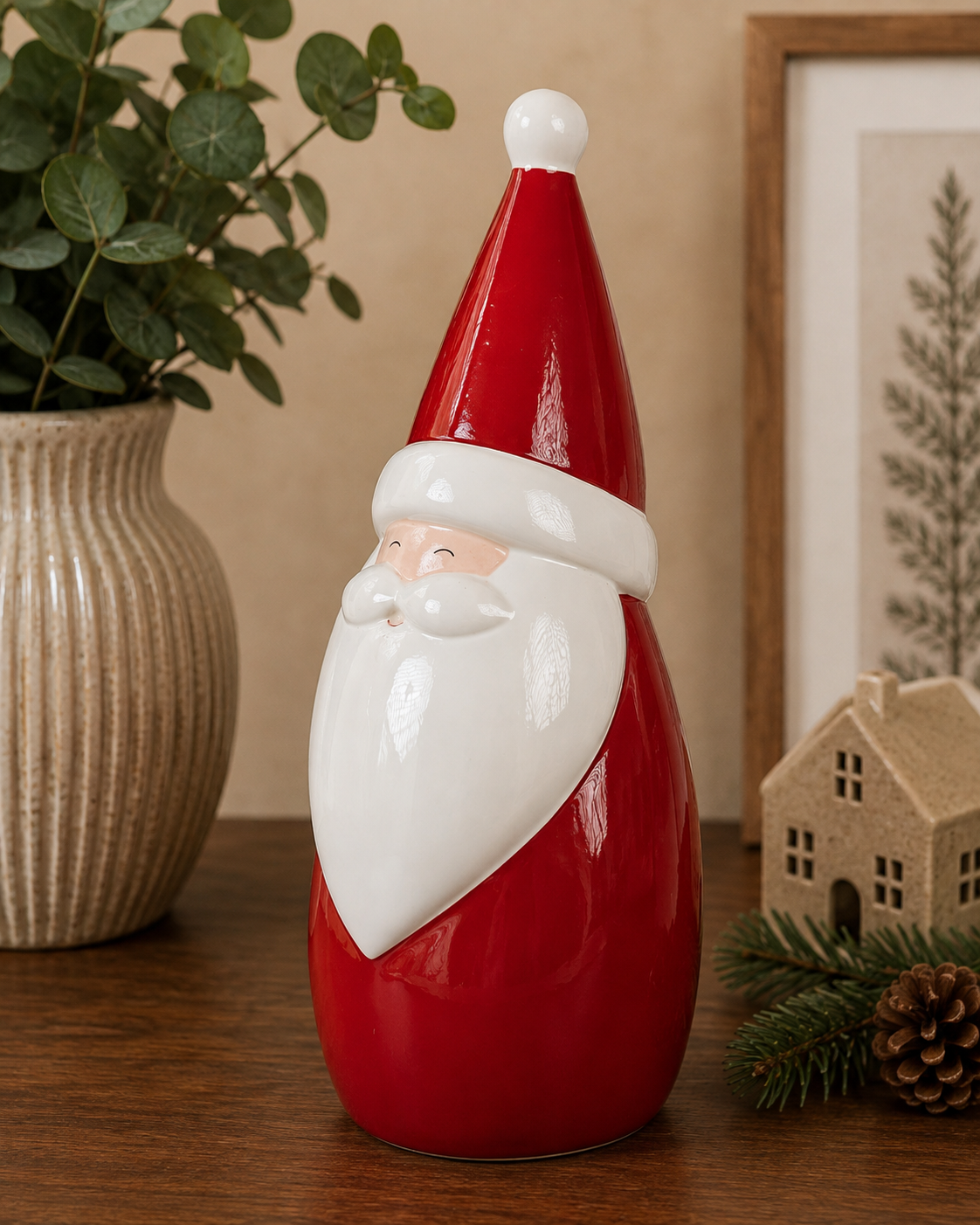 THD514 Glossy Ceramic Santa Claus Christmas Décor