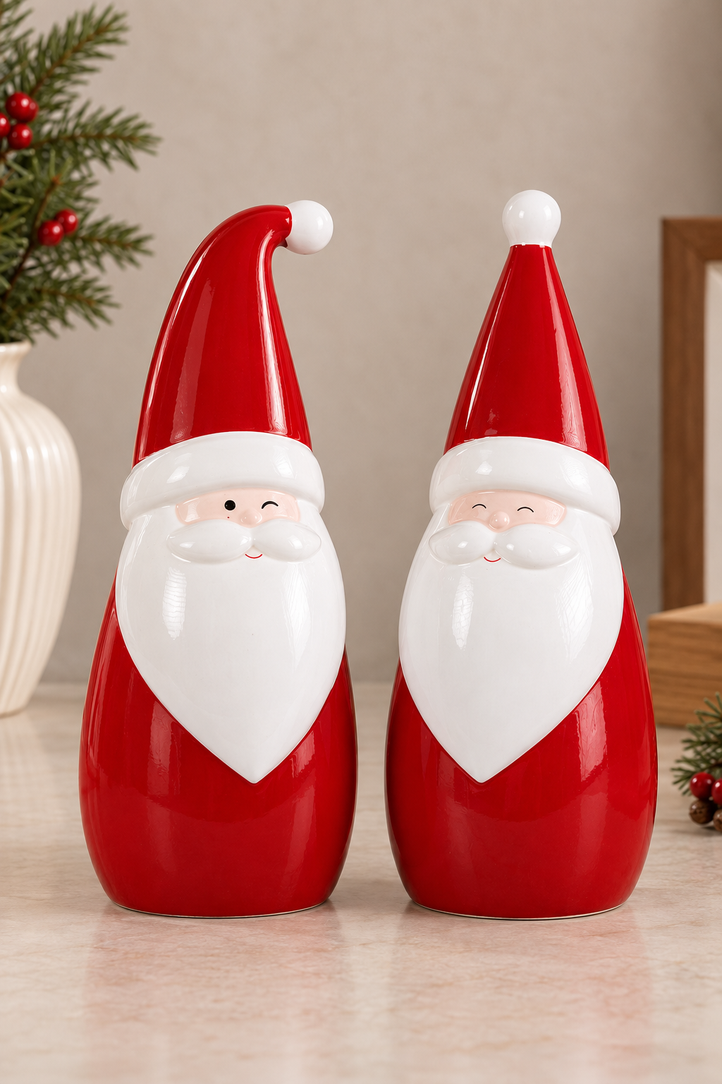 THD514 Glossy Ceramic Santa Claus Christmas Décor