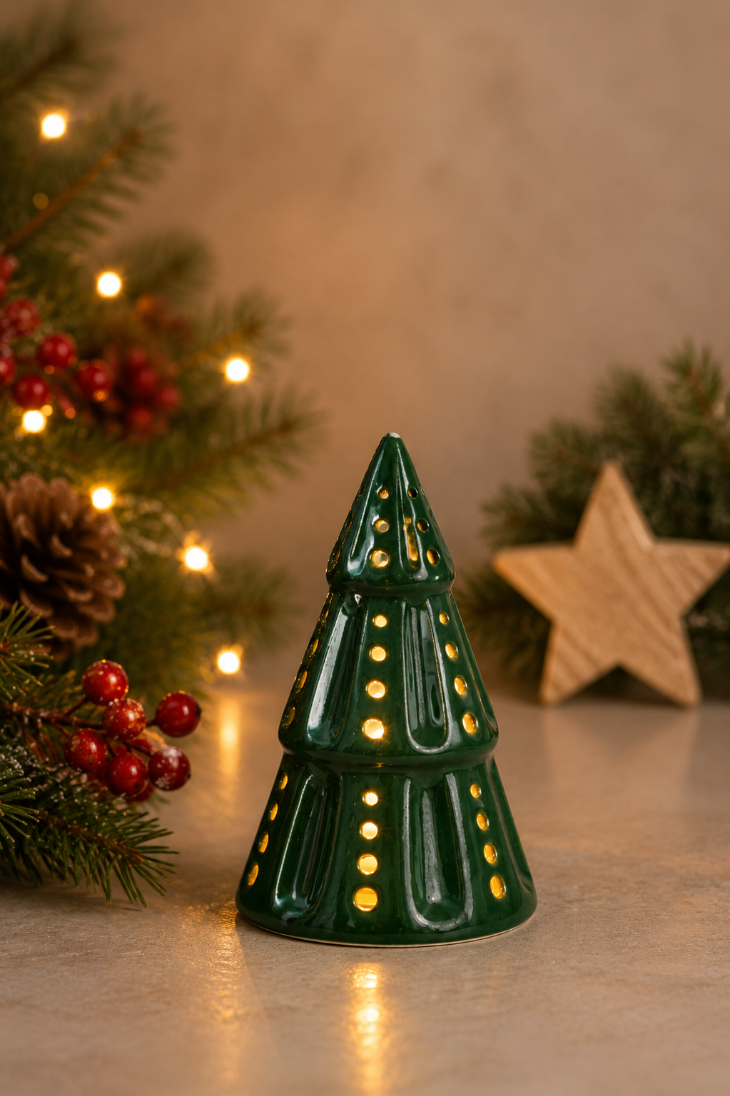 THD541 Green Glossy Ceramic Christmas Tree