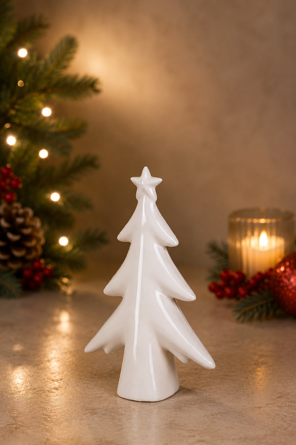 THD550 Glossy White Ceramic Christmas Tree