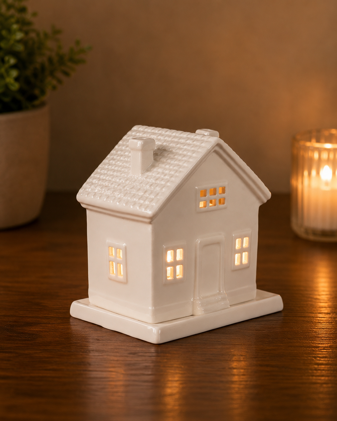 THD557 GLOSSY CERAMIC HOUSE WITH TRAY