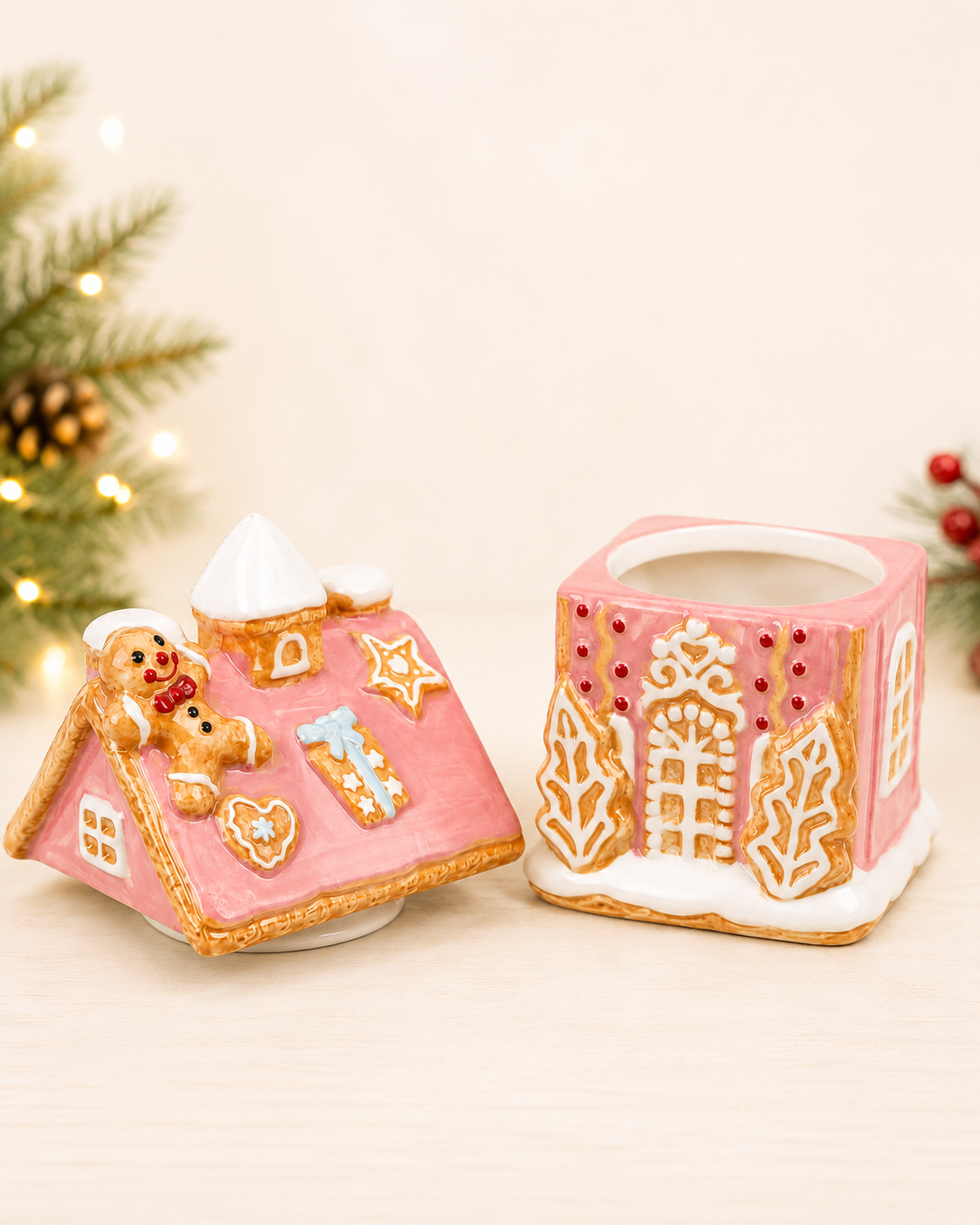 THD569 Pink Gingerbread House Canister