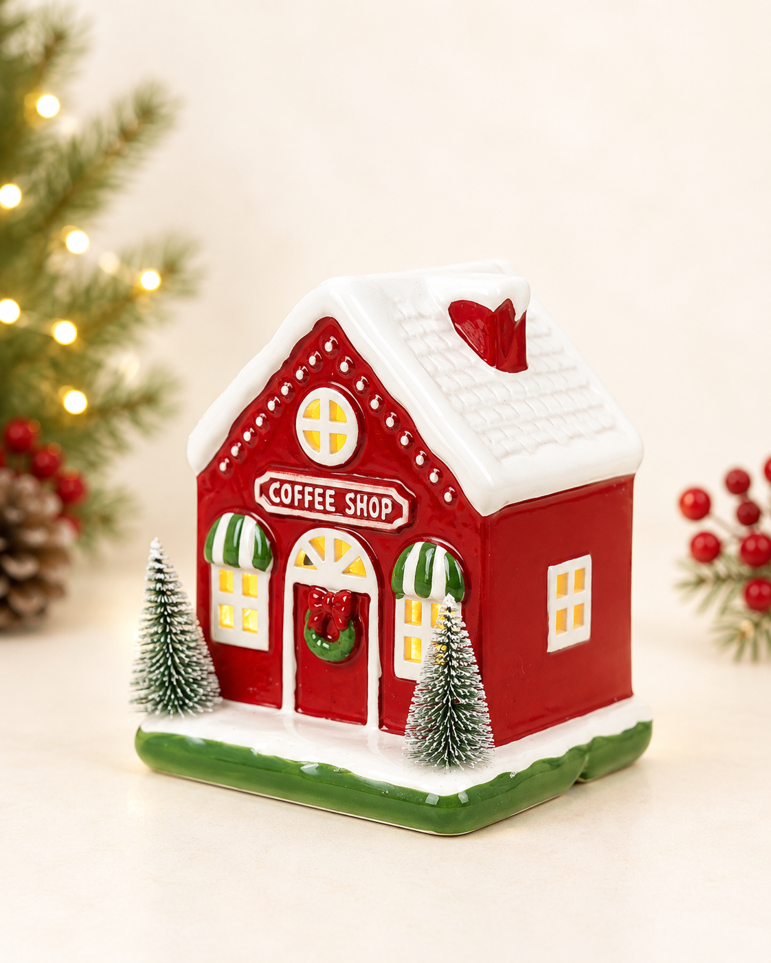 THD571f Christmas Coffee Shop House with Light