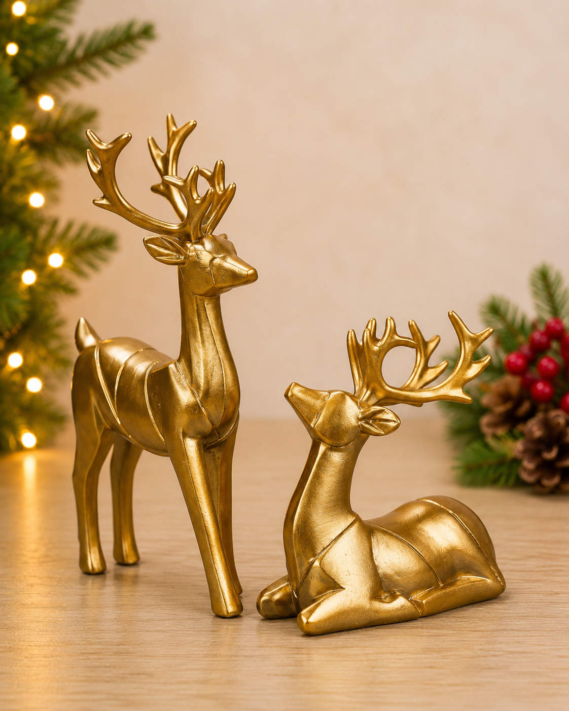 THD591 Glossy Gold Ceramic Reindeer Set