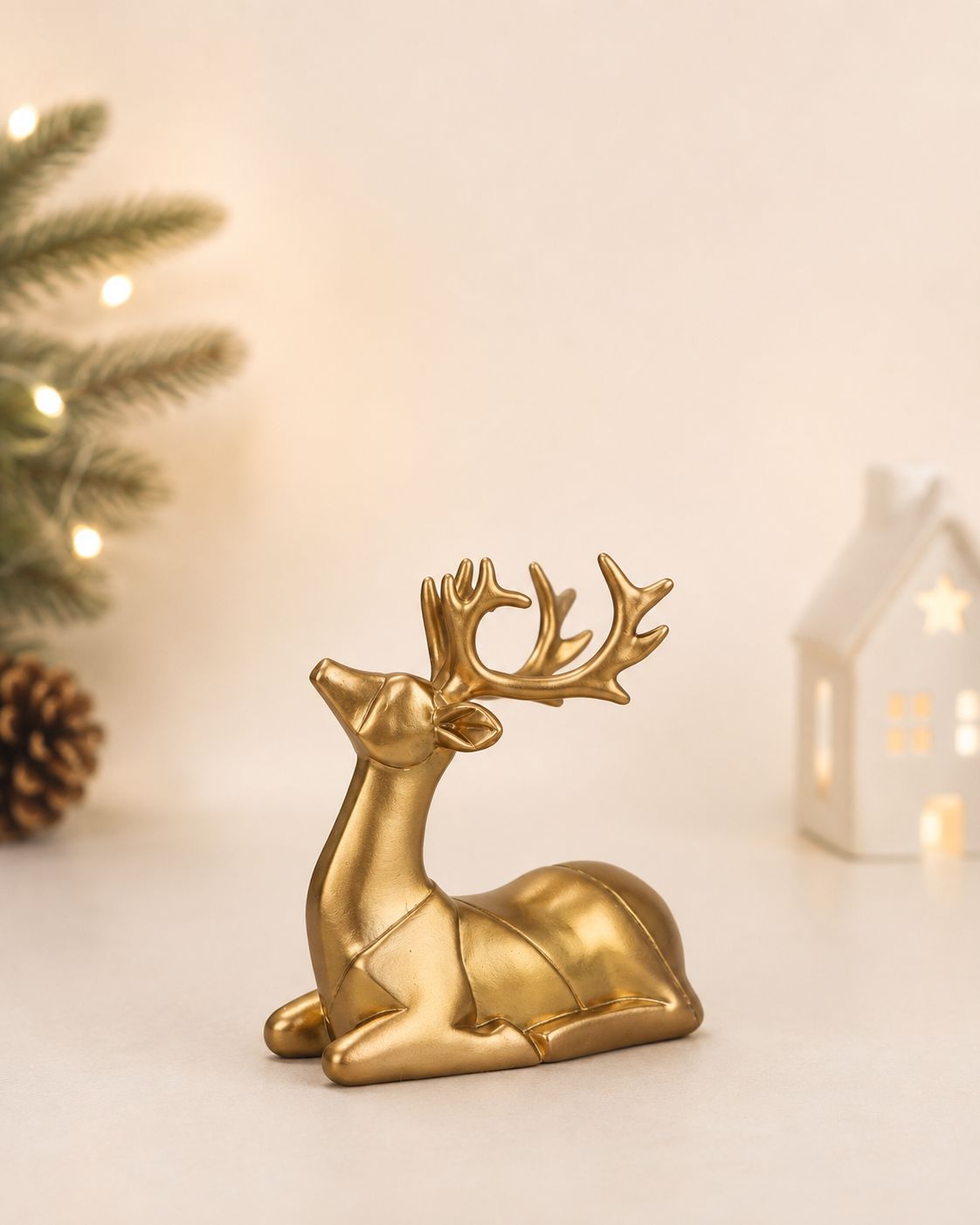THD591 Glossy Gold Ceramic Reindeer Set