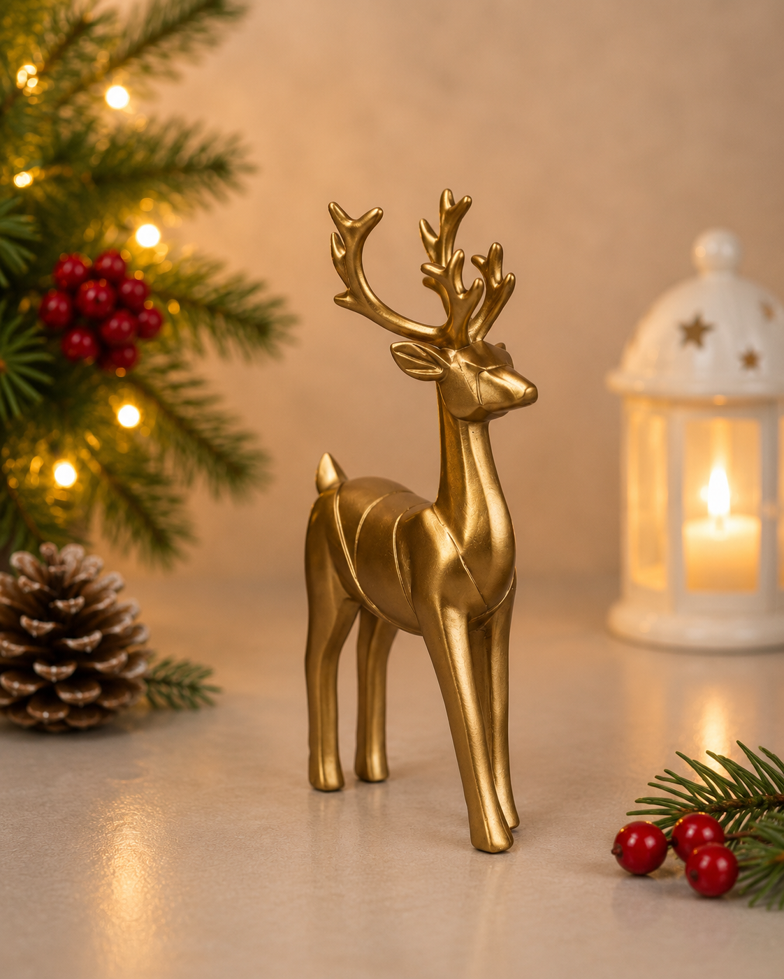 THD591 Glossy Gold Ceramic Reindeer Set