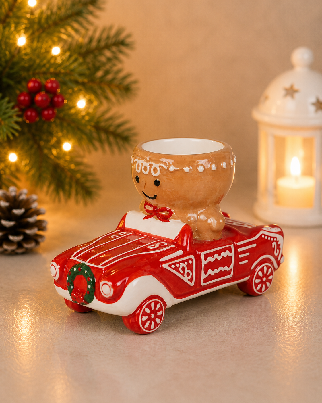 THD597 Gingerbread Man Bowl Truck Christmas Décor