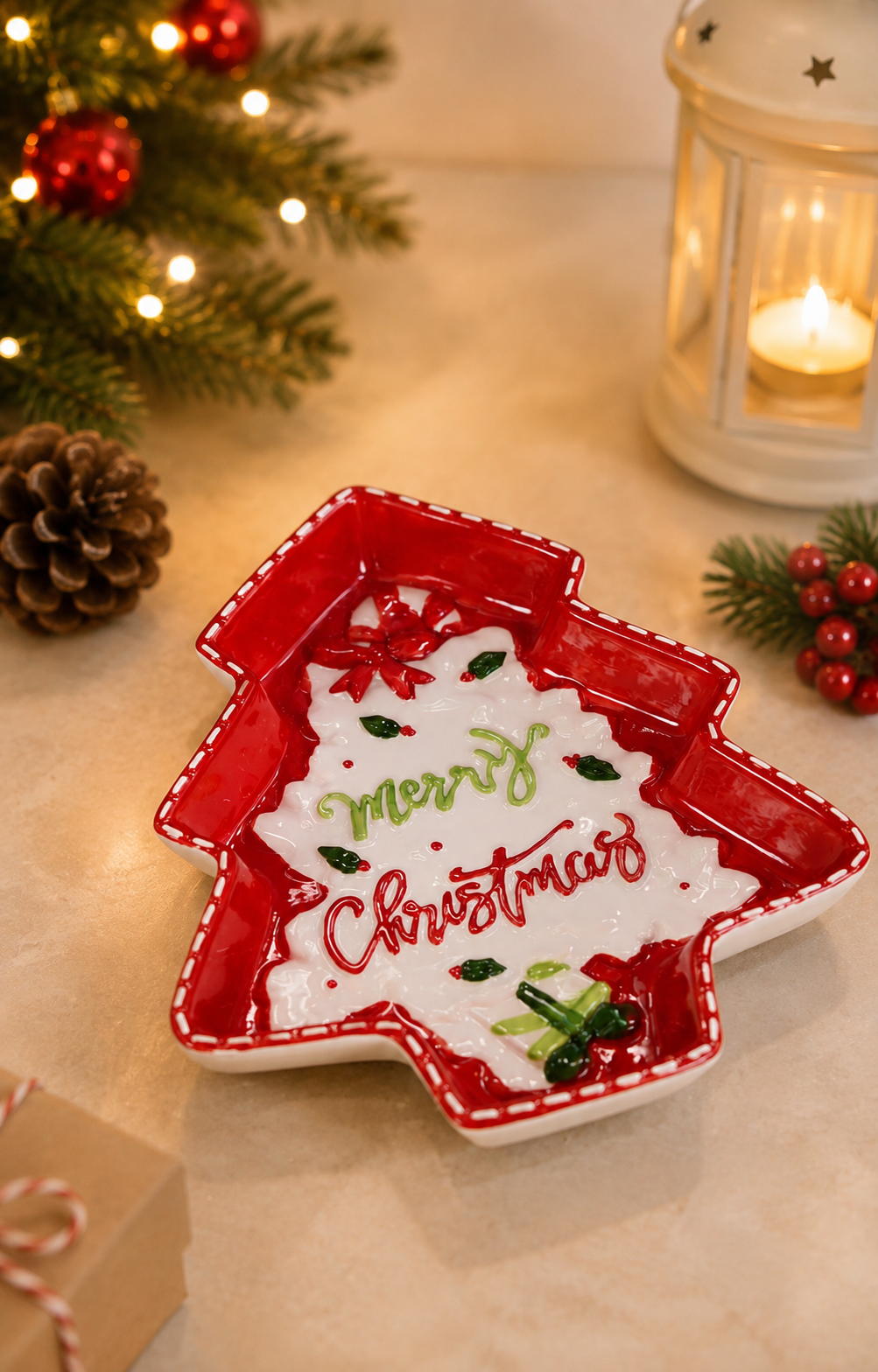 THD609 Christmas Tree Shaped Ceramic Platter