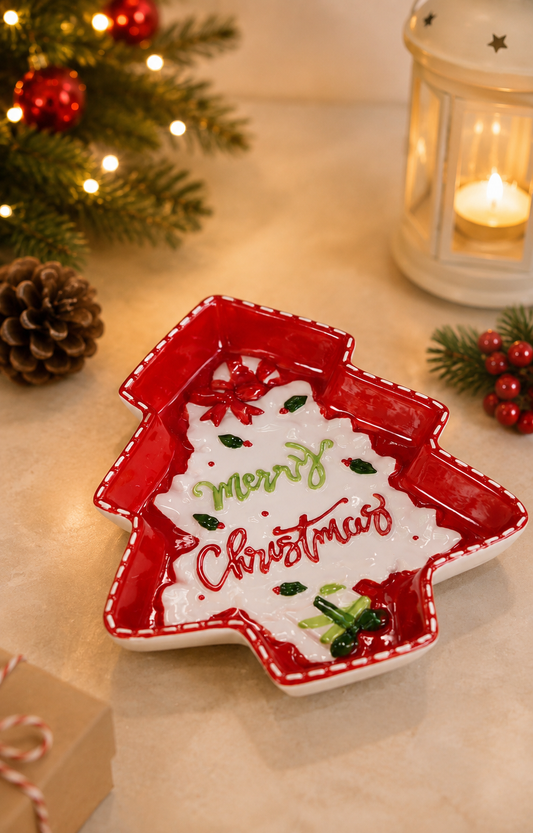 THD609 Christmas Tree Shaped Ceramic Platter