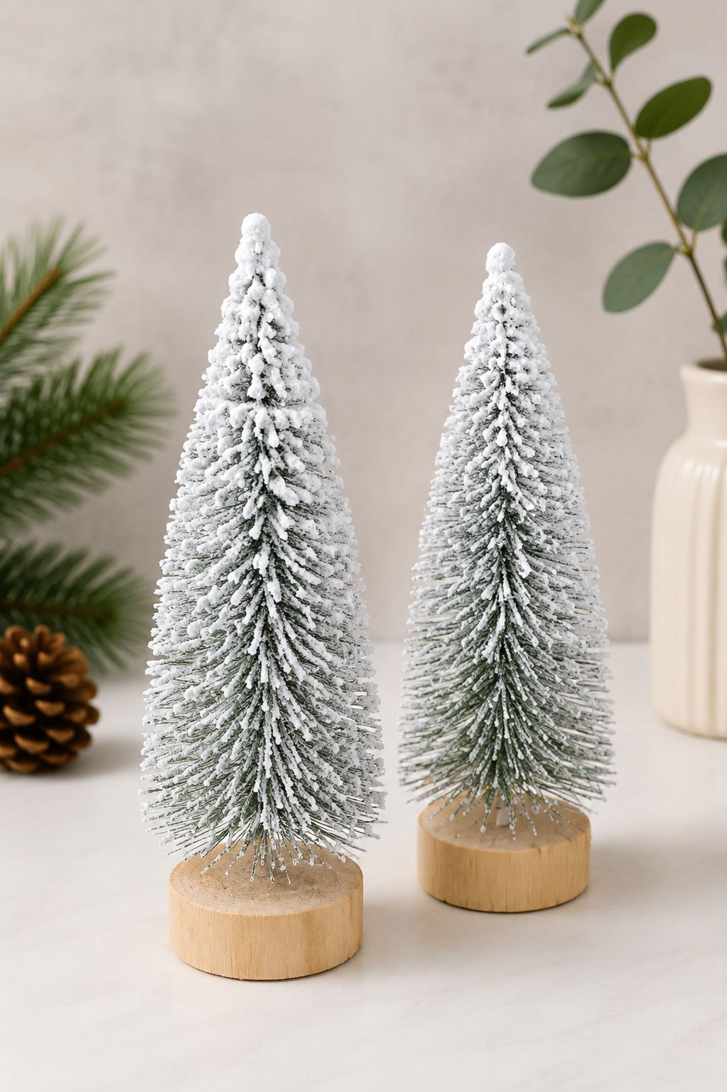 THD629 Set of 2 Snowy Mini Christmas Trees