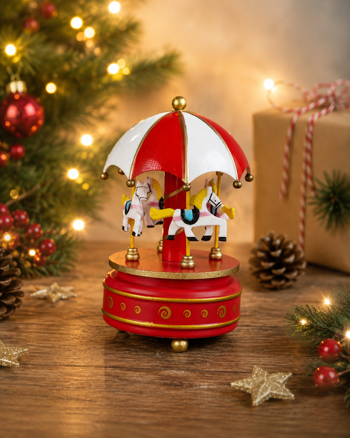 THD648 Musical Carousel Christmas Decoration – 5 Colour Variants