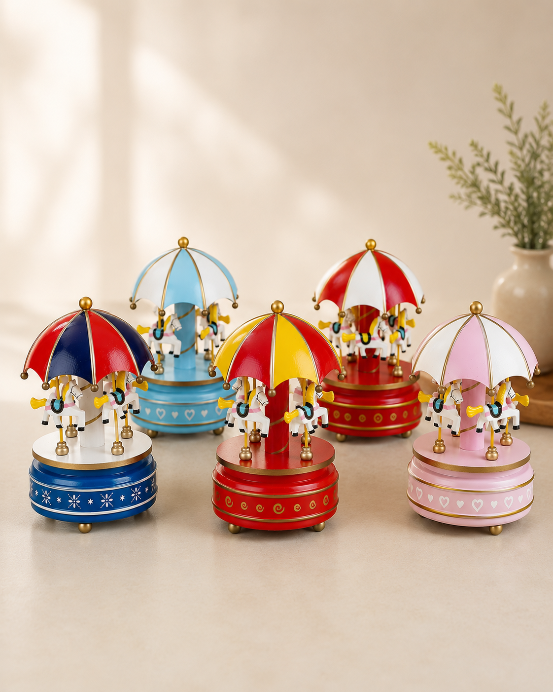 THD648 Musical Carousel Christmas Decoration – 5 Colour Variants