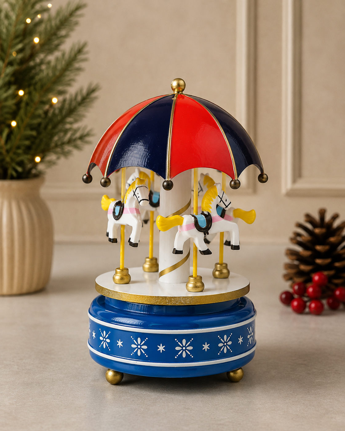 THD648 Musical Carousel Christmas Decoration – 5 Colour Variants