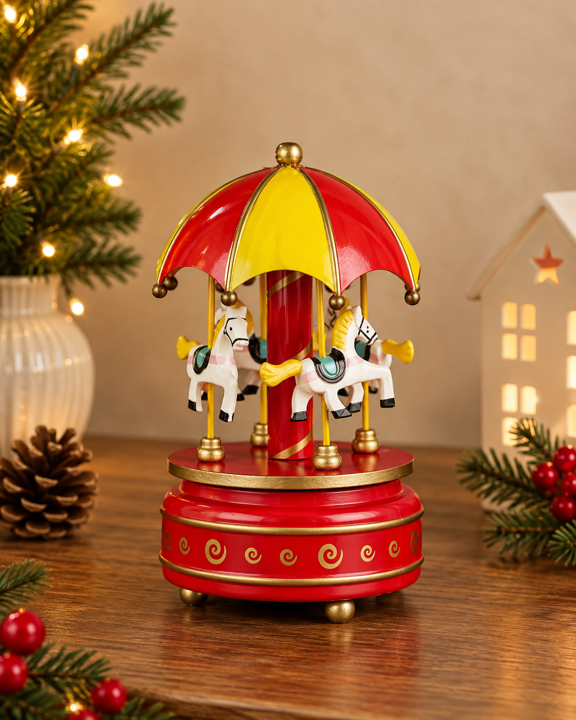 THD648 Musical Carousel Christmas Decoration – 5 Colour Variants