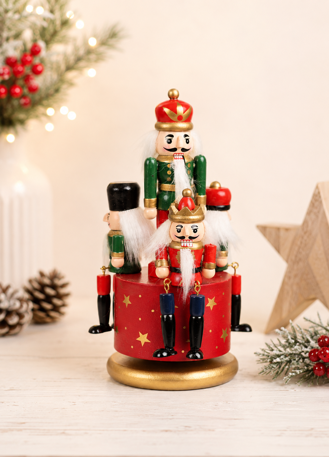 THD649 Premium Wooden Musical Nutcracker Carousel