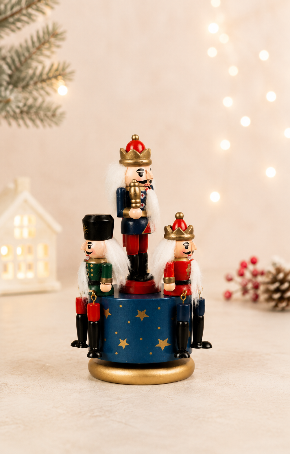 THD649 Premium Wooden Musical Nutcracker Carousel