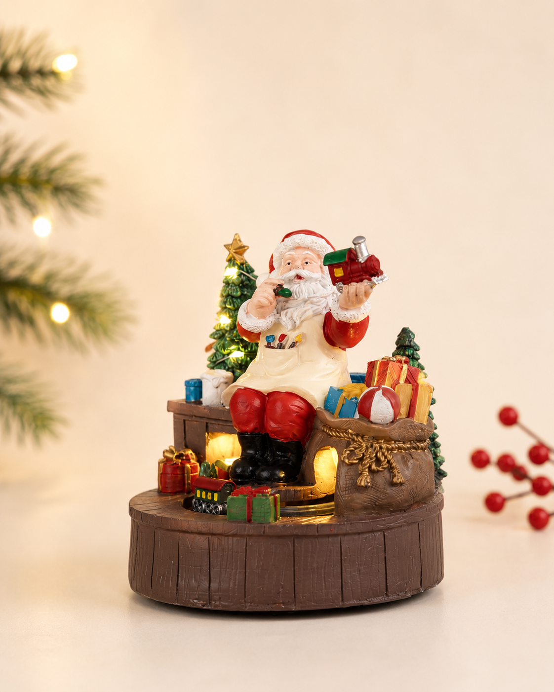THD679 Premium Resin Santa with Moving Train