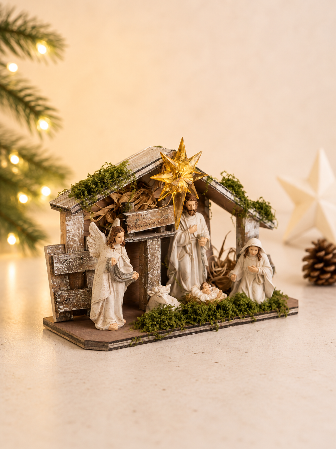THD722 Rustic Nativity Scene with Light