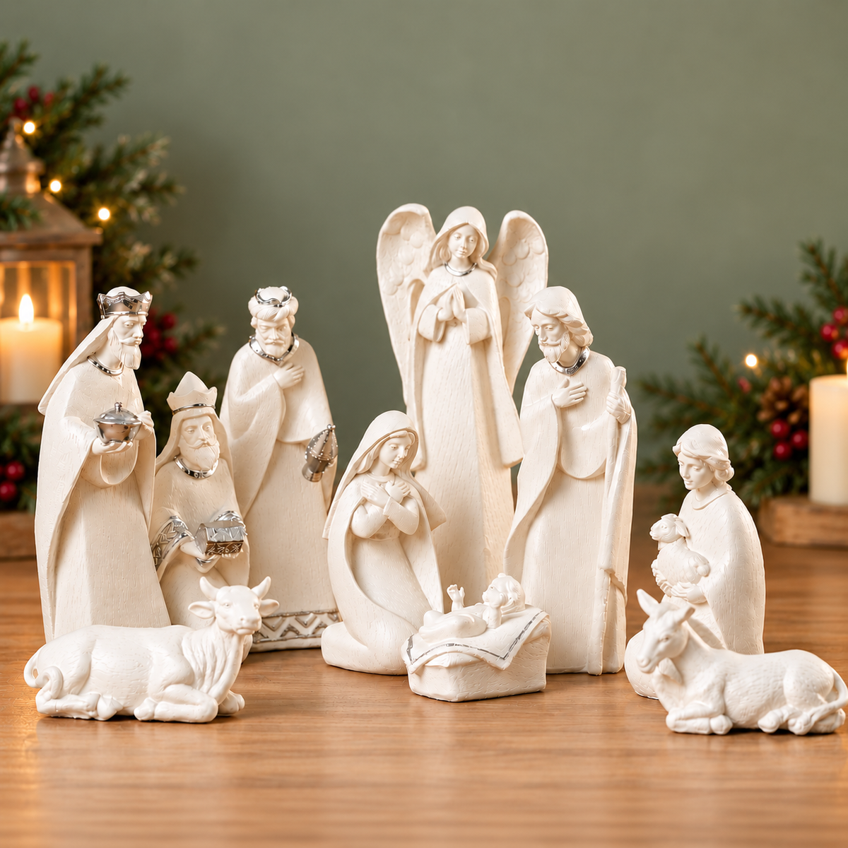 THD723 Premium 10-Piece Nativity Crib Set