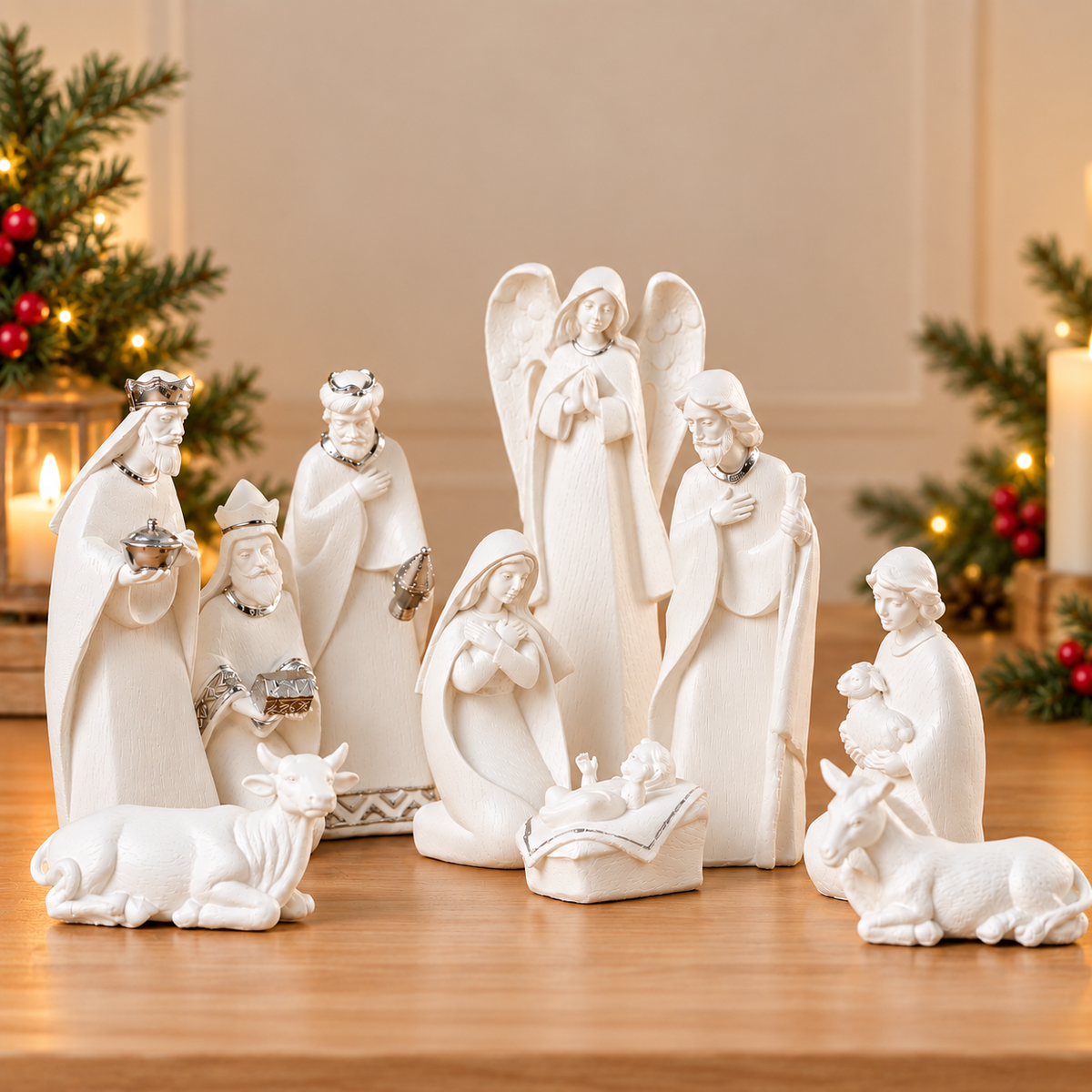 THD723 Premium 10-Piece Nativity Crib Set